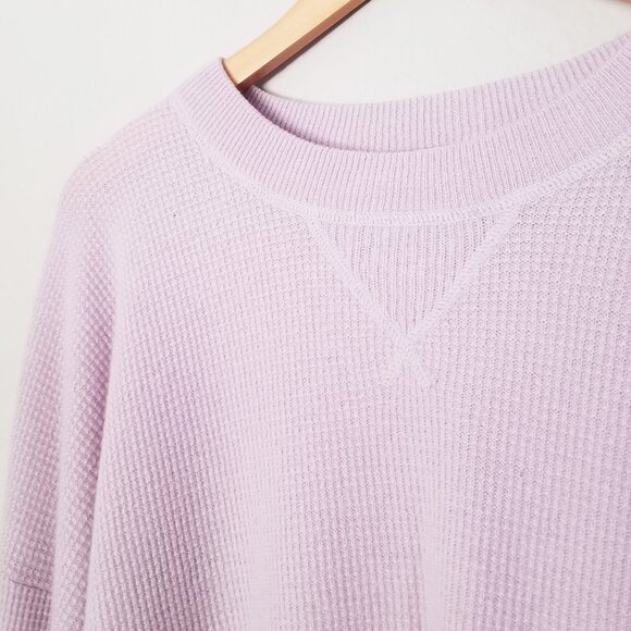Madewell 100% Cashmere Sweatshirt XL Dusty Lavender Purple Waffle Knit SOFT $158 - Picture 9 of 16